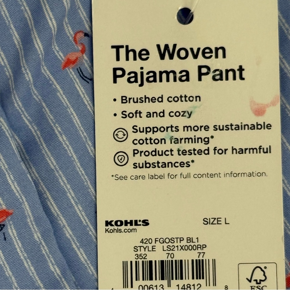 Sonoma Mens Size Large Woven Pajama Pants flamingos blue stripe NWT - Picture 9 of 10